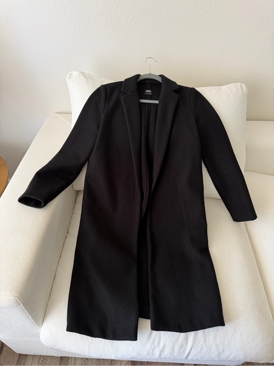 Zara Jackets & Blazers - Zara Black Long Wool Blend Trench Coat
